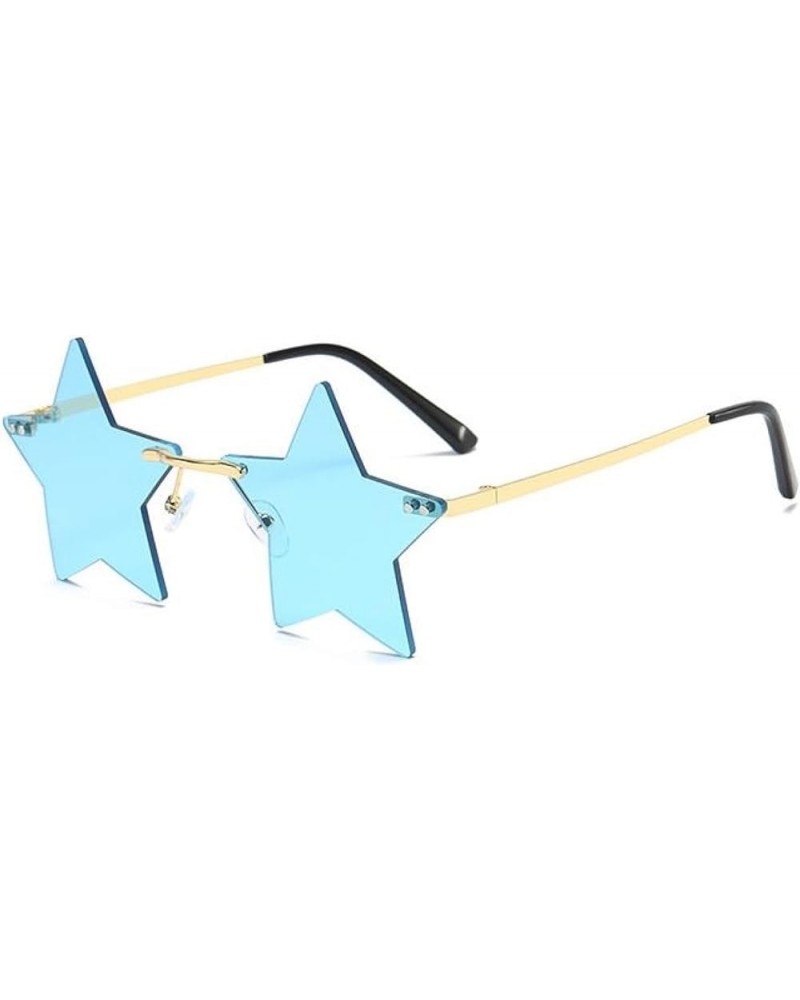 Rimless Star Sunglasses Pentagram Glasses for Valentine's Day St Patrick's Day Easter 4th of July Christmas Blue $7.10 Rimless