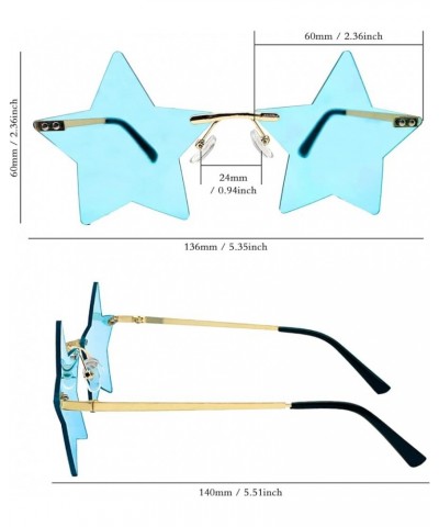 Rimless Star Sunglasses Pentagram Glasses for Valentine's Day St Patrick's Day Easter 4th of July Christmas Blue $7.10 Rimless