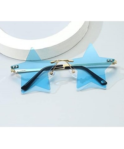 Rimless Star Sunglasses Pentagram Glasses for Valentine's Day St Patrick's Day Easter 4th of July Christmas Blue $7.10 Rimless