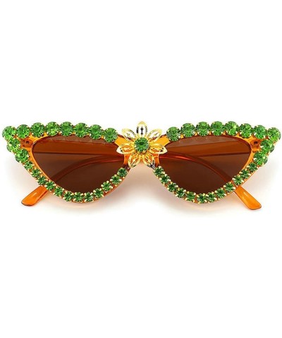 Luxury Bling Rhinestones Sunglasses Women Vintage Cat Eye Diamond Sun Glasses Female Fashion Eyeglasses UV400 Green $10.63 De...