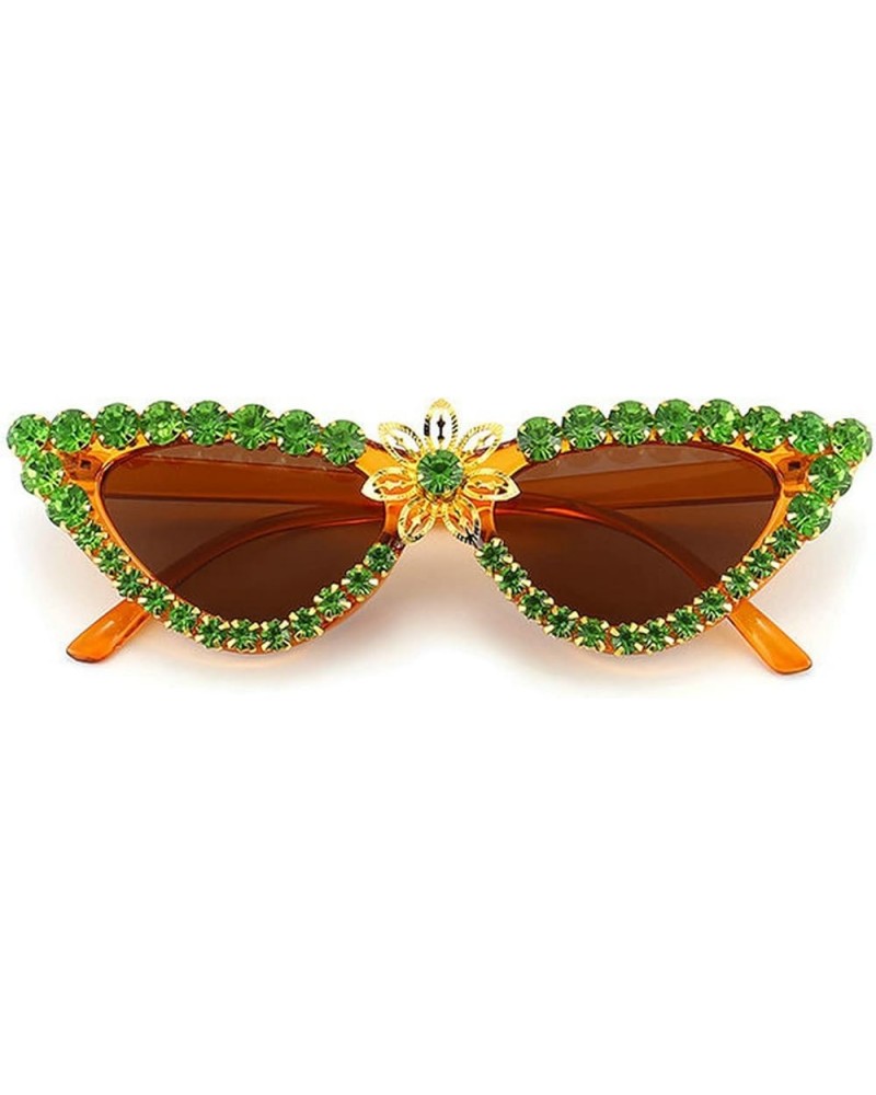 Luxury Bling Rhinestones Sunglasses Women Vintage Cat Eye Diamond Sun Glasses Female Fashion Eyeglasses UV400 Green $10.63 De...