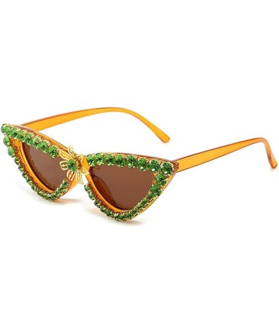 Luxury Bling Rhinestones Sunglasses Women Vintage Cat Eye Diamond Sun Glasses Female Fashion Eyeglasses UV400 Green $10.63 De...