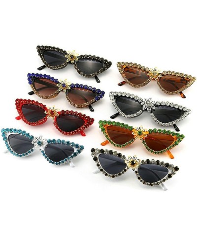 Luxury Bling Rhinestones Sunglasses Women Vintage Cat Eye Diamond Sun Glasses Female Fashion Eyeglasses UV400 Green $10.63 De...