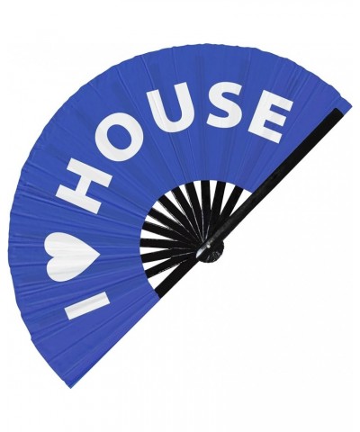 I Love House Hand Fan Foldable Bamboo Circuit Rave Hand Fans Heart Music Genre Rave Parties Gifts Festival Accessories (White...