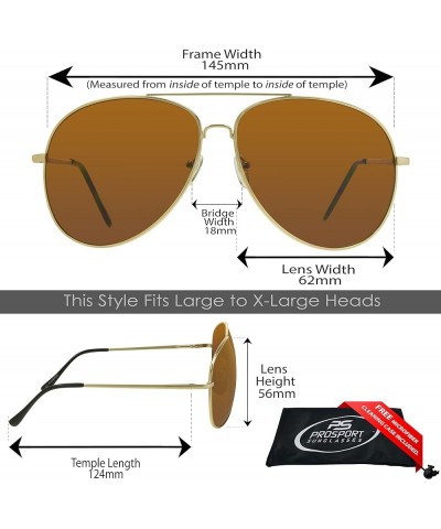 Aviator Big & Tall Sunglass Mens Oversize Extra Large & Wide Fit Polarized Available Convair - Brown W/ Gold Frame $12.23 Avi...