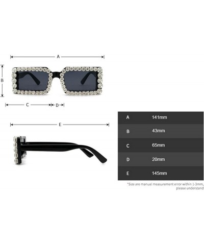 Rectangular Rhinestone Sunglasses Women Diamond 2023 Fashion Square Small Size Crystal Glasses Men 3pcs Blue+green+red $9.87 ...