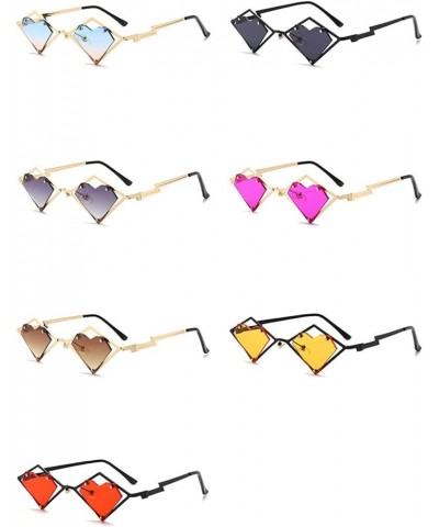 Retro Unique Irregular Heart Sunglasses Men Punk Clear Ocean Lens Women Hip Hop Party Halloween Sun Glasses Red $9.09 Designer