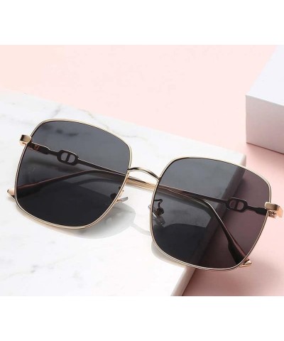 Square Metal Large Frame Sunglasses, Men and Women Outdoor Street Shooting Vacation Beach Glasses (Color : C, Size : Medium) ...