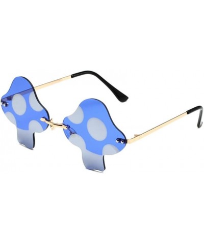 Mushroom Shape Sunglasses for Women Irregular Rimless Eyewear Retro rave Party halloween Sun Glasses Blue2 $10.19 Rimless