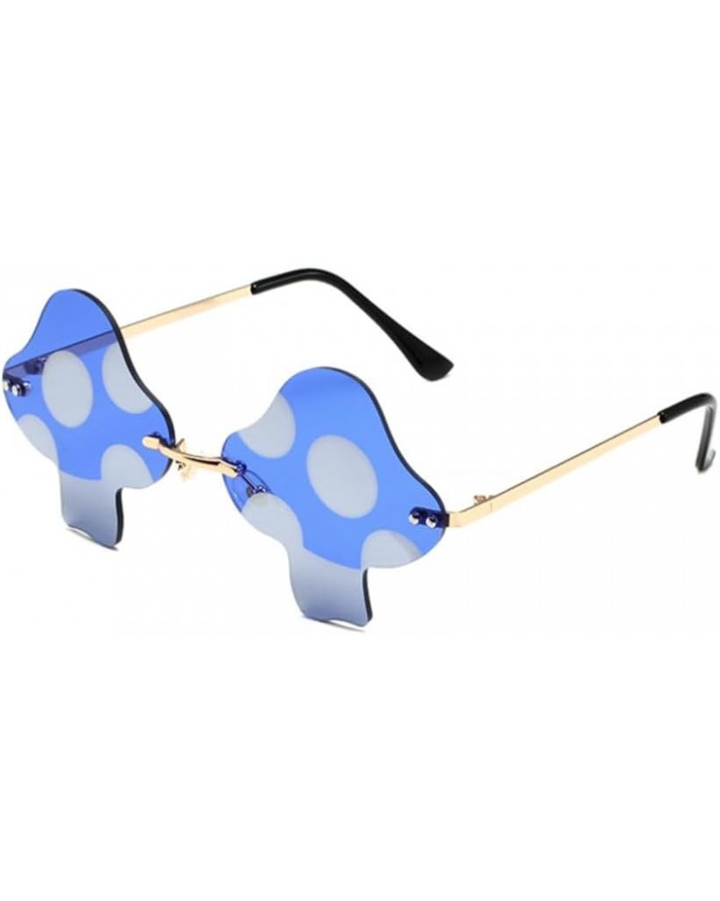 Mushroom Shape Sunglasses for Women Irregular Rimless Eyewear Retro rave Party halloween Sun Glasses Blue2 $10.19 Rimless