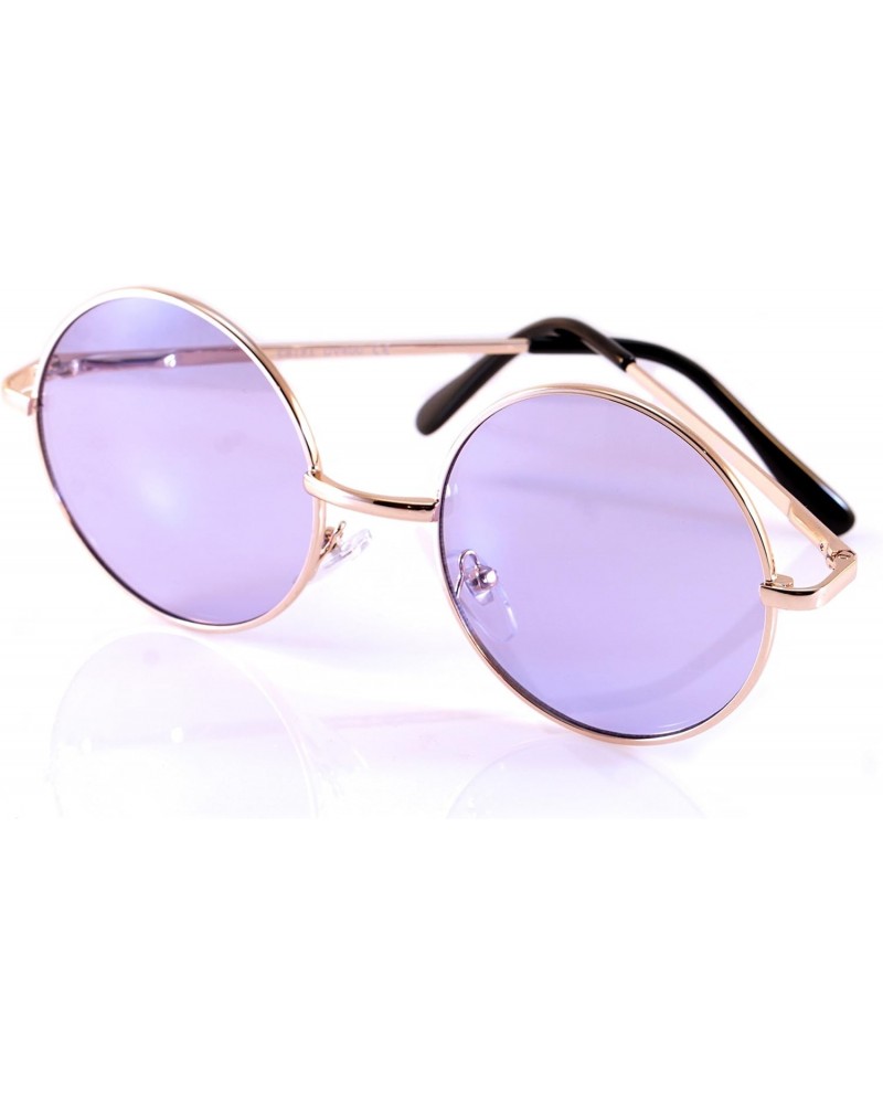 Fa.Beau.Lux Vintage Hippie Round Sunglasses, Tinted Lens A163 (Gold/Purple, 47) $12.47 Round