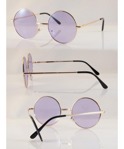 Fa.Beau.Lux Vintage Hippie Round Sunglasses, Tinted Lens A163 (Gold/Purple, 47) $12.47 Round