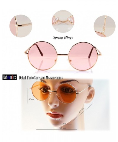 Fa.Beau.Lux Vintage Hippie Round Sunglasses, Tinted Lens A163 (Gold/Purple, 47) $12.47 Round