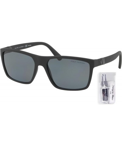 PH4133 Rectangle Sunglasses for Men + BUNDLE With Designer iWear Complimentary Eyewear Kit Matte Black / Polarized Grey $47.2...