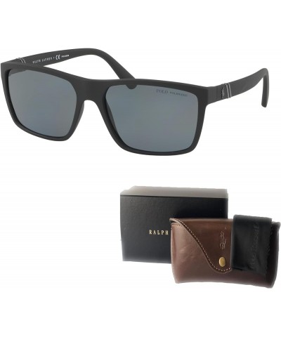 PH4133 Rectangle Sunglasses for Men + BUNDLE With Designer iWear Complimentary Eyewear Kit Matte Black / Polarized Grey $47.2...