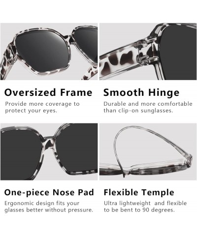 Polarized Over Glasses Sunglasses For Women, Large Square Wear Over Glasses for Driving Fishing Grey Leopard-black Black $12....