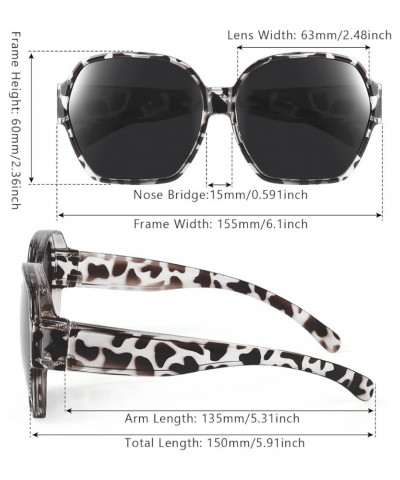 Polarized Over Glasses Sunglasses For Women, Large Square Wear Over Glasses for Driving Fishing Grey Leopard-black Black $12....