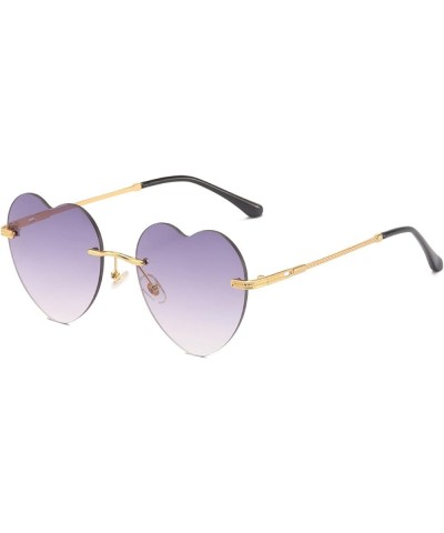 Rimless Heart Shaped Women's Fashion Decorative Sunglasses (Color : D, Size : 1) 1 B $15.07 Rimless