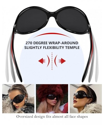 Oversized Trendy Sunglasses Classic Oval Wrap Around Stylish Big Frame Shade Women Glasses B2391 Black Frame Gray Lens $11.79...