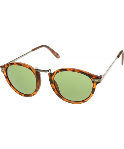 Vintage Inspired Round Horned Rim P-3 Frame Retro Sunglasses Havana Green $8.15 Round