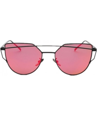 Women Cat Eye Mirror UV400 Sunglasses Twin-Beams Sun Glasses Eyewear (Black Red, 5.2) $10.44 Cat Eye