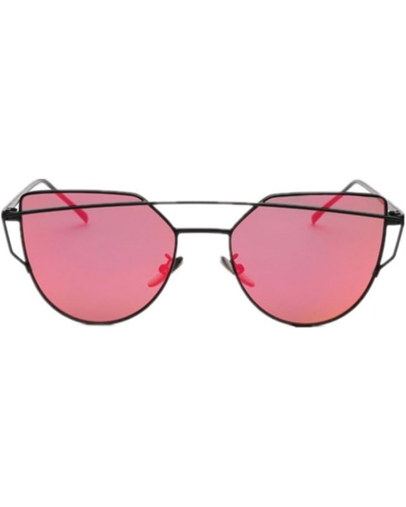 Women Cat Eye Mirror UV400 Sunglasses Twin-Beams Sun Glasses Eyewear (Black Red, 5.2) $10.44 Cat Eye