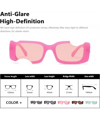 Retro Square Sunglasses for Women Men Trendy Personalized Eyeglass Gap UV400 Sunglasses AM023 Pink/Pink $6.75 Square