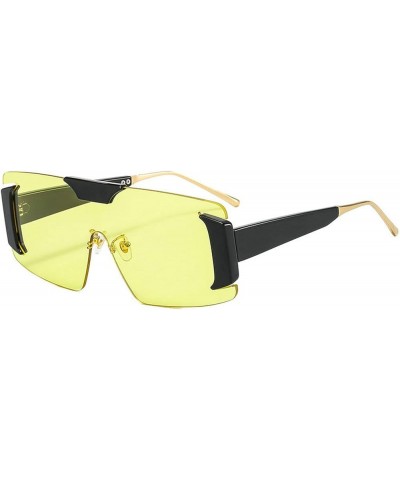 Square Rimless Sunglasses Women Big Frame Men Outdoor Windproof Sun Glasses Yellow $10.90 Rimless