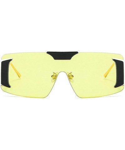 Square Rimless Sunglasses Women Big Frame Men Outdoor Windproof Sun Glasses Yellow $10.90 Rimless