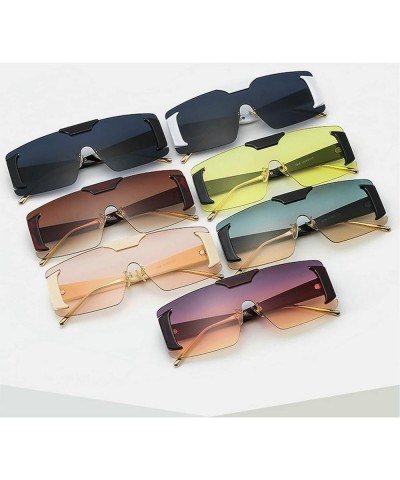 Square Rimless Sunglasses Women Big Frame Men Outdoor Windproof Sun Glasses Yellow $10.90 Rimless