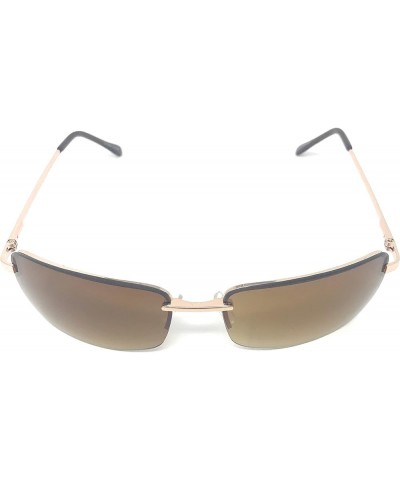 2 Pairs Rectangle Sunglasses for Men/Women Small Rimless Square Shade Eyewear Black and Brown $10.17 Wayfarer