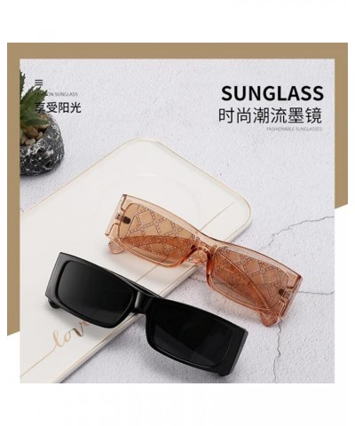 Cute Small Square Sunglasses UV400 Patterned Leg Glasses For Men and Women Metal Hinge Wide Mirror Leg Sunglasses Transparent...