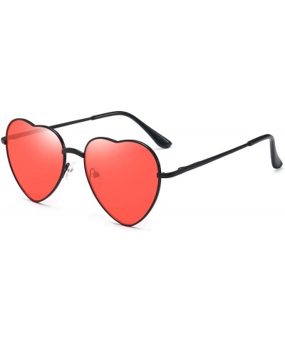 Pink Heart Shaped Sunglasses Style Hippie Sunglasses for Women Red Lens+black Frame $10.07 Heart