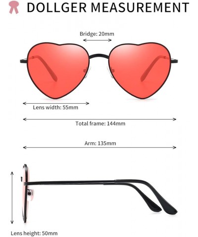 Pink Heart Shaped Sunglasses Style Hippie Sunglasses for Women Red Lens+black Frame $10.07 Heart