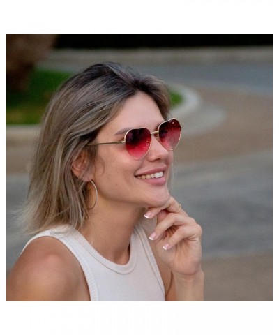 Pink Heart Shaped Sunglasses Style Hippie Sunglasses for Women Red Lens+black Frame $10.07 Heart