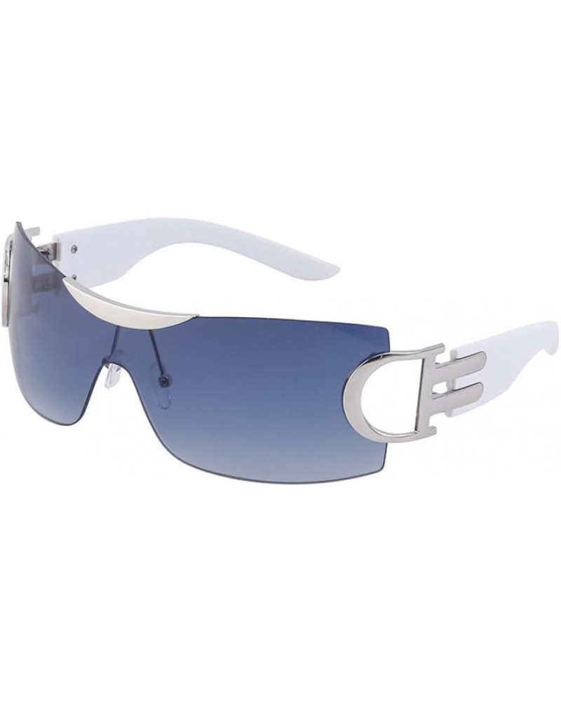 Sports Sunglasses Women Rimless Sun Glasses Men Square Shades Frameless Goggles UV400 Silver Blue $18.20 Rimless