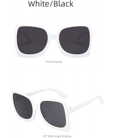 Vintage Oversized Square Sunglasses for Women Retro Trendy Minimalist Shades Fashion sunglasses White/Black $11.39 Oversized