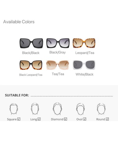 Vintage Oversized Square Sunglasses for Women Retro Trendy Minimalist Shades Fashion sunglasses White/Black $11.39 Oversized