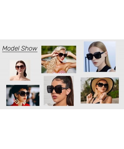 Vintage Oversized Square Sunglasses for Women Retro Trendy Minimalist Shades Fashion sunglasses White/Black $11.39 Oversized