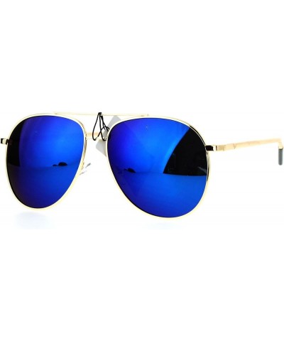 Fashion Aviator Sunglasses Vintage Driver Aviators Metal Frame UV 400 Gold (Blue Mirror) $8.13 Aviator