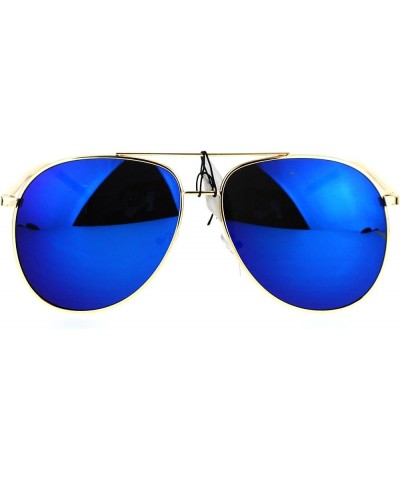 Fashion Aviator Sunglasses Vintage Driver Aviators Metal Frame UV 400 Gold (Blue Mirror) $8.13 Aviator