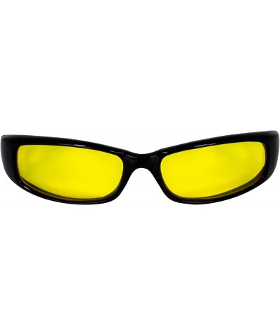 2 Pairs of Bad Attitude Cool Wraparound Motorcycle Sunglasses Black Frames with Blue & Yellow Lenses $13.76 Designer