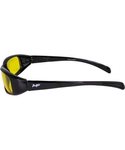 2 Pairs of Bad Attitude Cool Wraparound Motorcycle Sunglasses Black Frames with Blue & Yellow Lenses $13.76 Designer