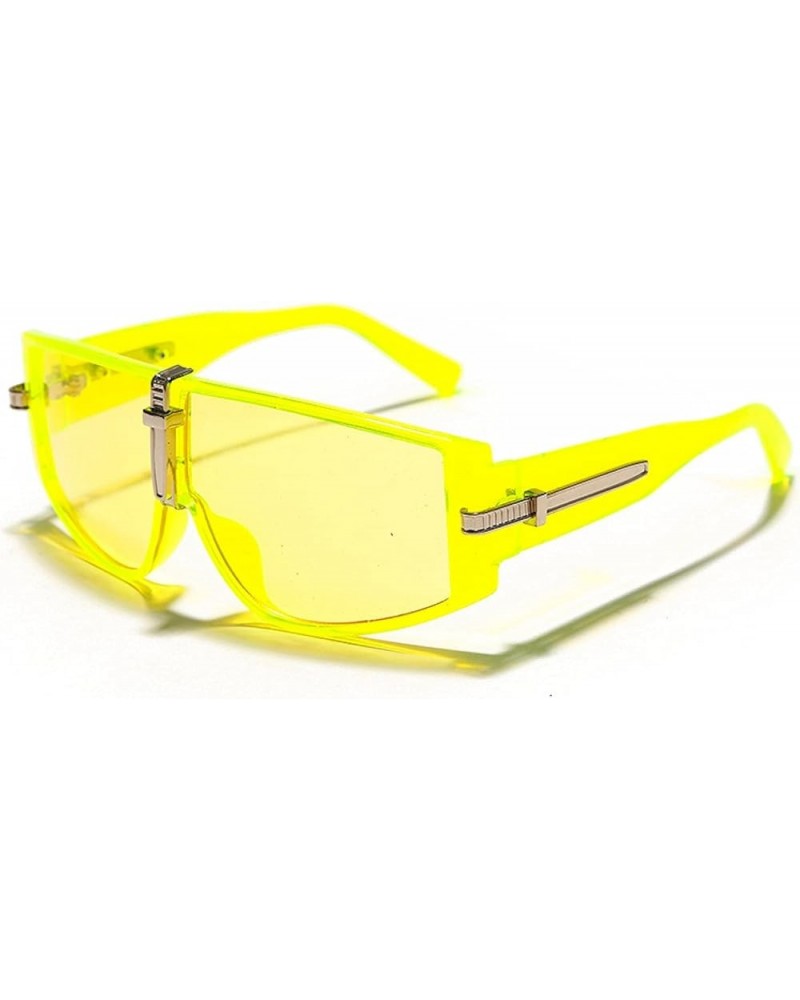 Vintage Goggle Sunglasses Women Luxury Sun Glasses For Men Eyewear Fashion Large Frames Clear Lens 4yellow $14.62 Goggle