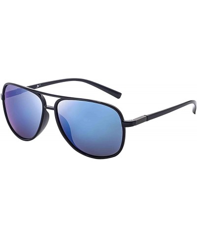 Retro Polarized Aviator Sunglasses Mirror Lightweight Eyeglasses for Men Women Shiny Black / Polarized Mirrored Blue $12.75 A...