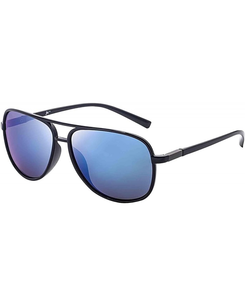 Retro Polarized Aviator Sunglasses Mirror Lightweight Eyeglasses for Men Women Shiny Black / Polarized Mirrored Blue $12.75 A...