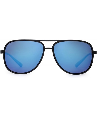 Retro Polarized Aviator Sunglasses Mirror Lightweight Eyeglasses for Men Women Shiny Black / Polarized Mirrored Blue $12.75 A...