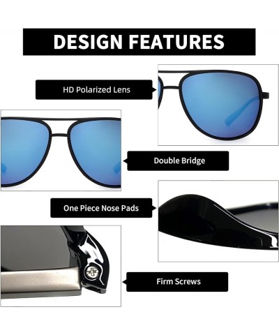 Retro Polarized Aviator Sunglasses Mirror Lightweight Eyeglasses for Men Women Shiny Black / Polarized Mirrored Blue $12.75 A...