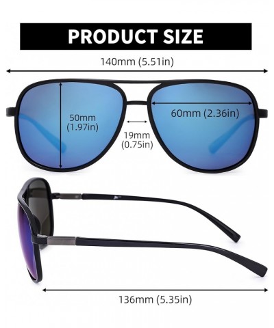 Retro Polarized Aviator Sunglasses Mirror Lightweight Eyeglasses for Men Women Shiny Black / Polarized Mirrored Blue $12.75 A...