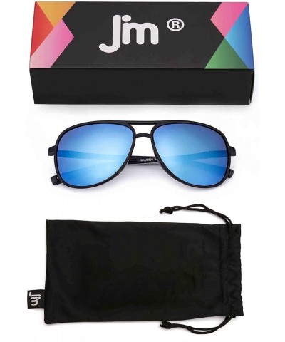 Retro Polarized Aviator Sunglasses Mirror Lightweight Eyeglasses for Men Women Shiny Black / Polarized Mirrored Blue $12.75 A...